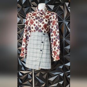 LOFT Gray Checkered Mini Skirt